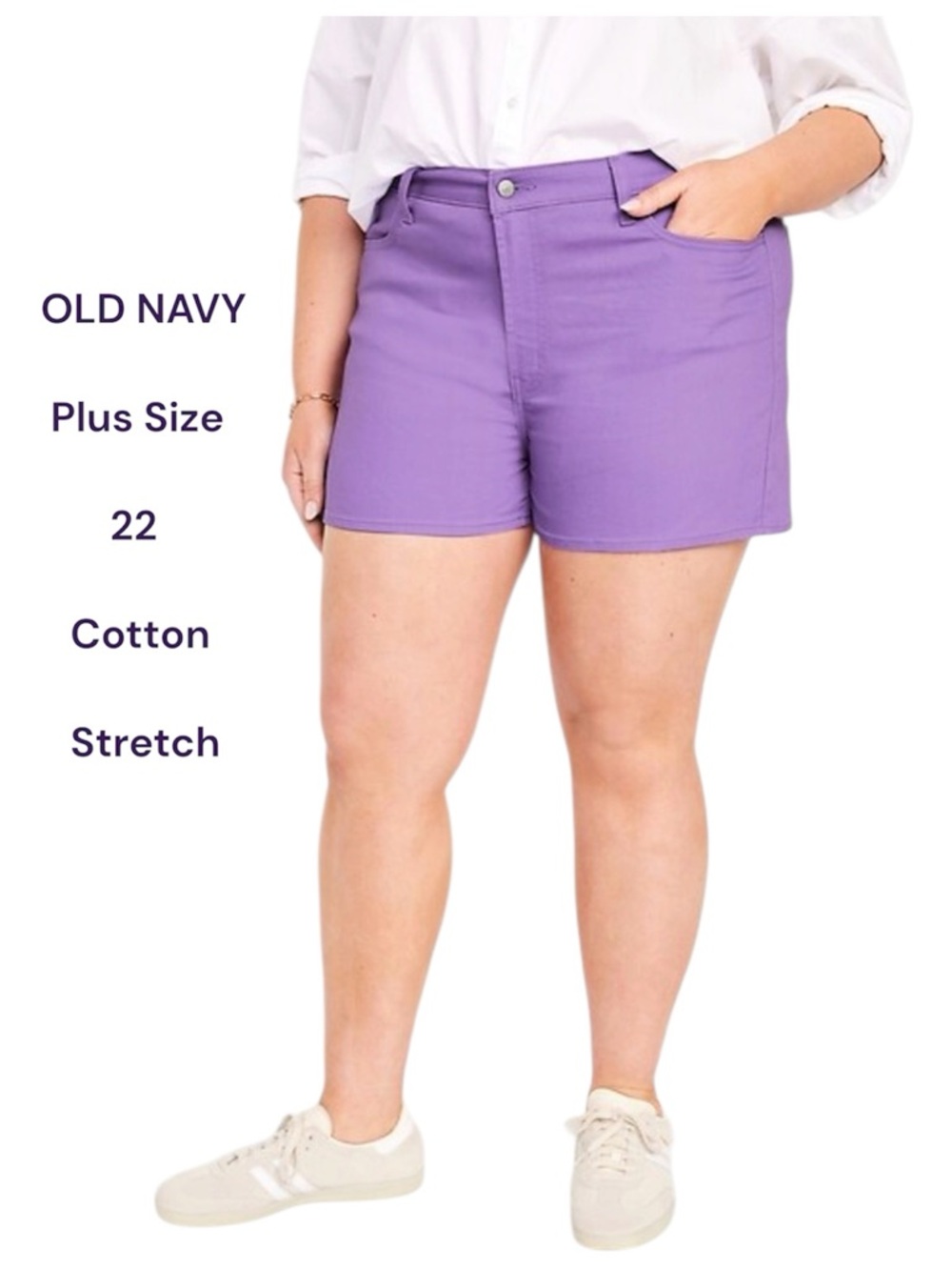 Old Navy Plus Size Purple Lilac High-Rise Stretch Shorts Size 22 Inseam 3”